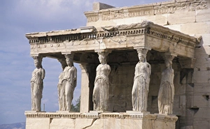 Athens Prints: Greece, Athens. Caryatids at the Parthenon