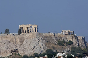 Athens Prints: Greece, Athens. Downtown Athens view of the Acropolis