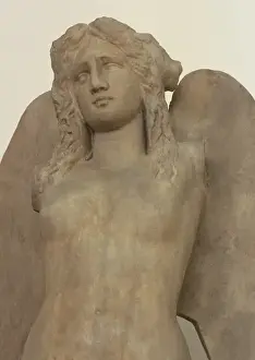 Athens Prints: Greece, Athens. A small, classical era marble Sirenin the National Archeological Museum