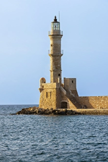Images Dated 1st June 2024: Greece, Crete, Chania harbor, old town. Chania Lighthouse
