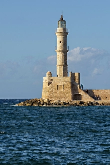 Images Dated 1st June 2024: Greece, Crete, Chania harbor, old town. Chania Lighthouse