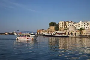 Greece, Crete, Chania, old harbor and its tourist activity