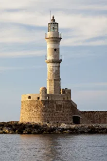 Safety Prints: Greece, Crete, Chania, Venetian Lighthouse at the Old Harbor