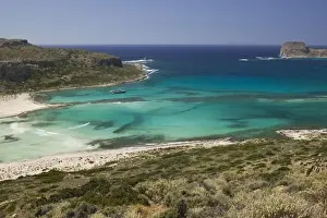 Images Dated 3rd June 2006: GREECE, CRETE, Hania Province, Gramvousa Peninsula: Balos Beach Aerial View