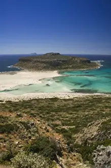 Images Dated 3rd June 2006: GREECE, CRETE, Hania Province, Gramvousa Peninsula: Balos Beach Aerial View