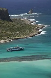 Images Dated 3rd June 2006: GREECE, CRETE, Hania Province, Gramvousa Peninsula: Balos Beach Aerial View