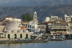 GREECE, CRETE, Hania Province, Hania: Hania from the Venetian Port / Sunset