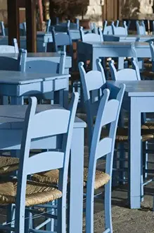 Hania Prints: GREECE, CRETE, Hania Province, Hania: Venetian Port / Cafe Tables
