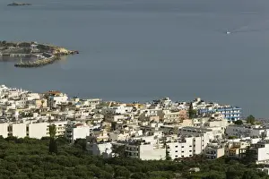 Aegean Prints: GREECE-CRETE-Iraklio Province-Hersonisos: Resort Town View / Morning