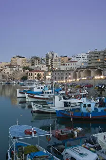 GREECE-CRETE-Iraklio Province-Iraklio: Old Harbor / Evening