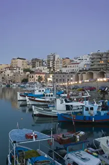 Street Light Prints: GREECE-CRETE-Iraklio Province-Iraklio: Old Harbor / Evening