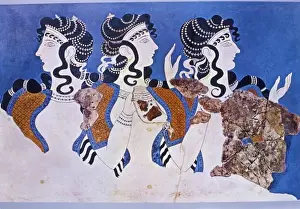 Kevin Schafer Prints: Greece, Crete, Knossos Minoan Palace, Three Women frieze