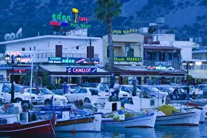 Restuarant Prints: GREECE-CRETE-Lasithi Province-Elounda: Port View / Dusk