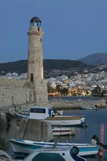 Images Dated 29th May 2006: GREECE, CRETE, Rethymno Province, Rethymno: Venetian Harbor and Lighthouse / Dusk