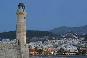Images Dated 29th May 2006: GREECE, CRETE, Rethymno Province, Rethymno: Venetian Harbor and Lighthouse / Dusk