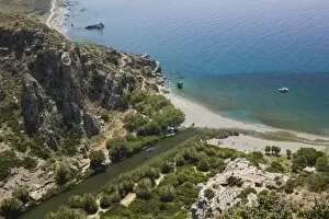 Images Dated 30th May 2006: GREECE, CRETE, Rethymno Province, Preveli: Aerial View of Preveli Beach also known