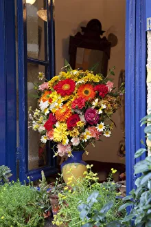 Still Prints: Greece, Crete, Window with Flowers