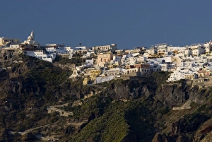 Images Dated 11th May 2009: Greece, Cyclades, Island of Santorini (aka Thira). Zig-zag road to the capital city
