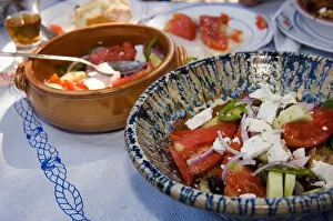 Images Dated 10th September 2005: Greece, Dodecaneece Islands, Vlihadia. Paradise salad at Resturang Paradise in the