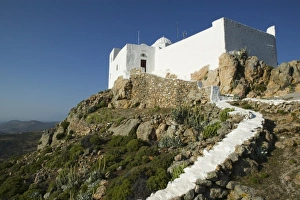 Images Dated 16th May 2006: GREECE, Dodecanese Islands, PATMOS, Hora: St. Ilias Hill and Church / Late Afternoon