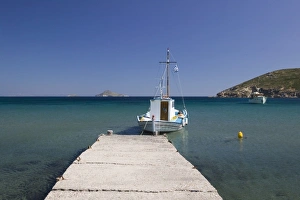 Images Dated 17th May 2006: GREECE, Dodecanese Islands, PATMOS, Agriolivadi Bay: Small Boat on Agriolivadi Bay