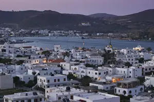 Images Dated 16th May 2006: GREECE-Dodecanese Islands-PATMOS-Skala: Town View and Harbor / Evening