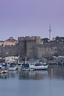 Images Dated 18th May 2006: GREECE-Dodecanese Islands-RHODES-Rhodes Town: Commercial Harbor and Old Town City