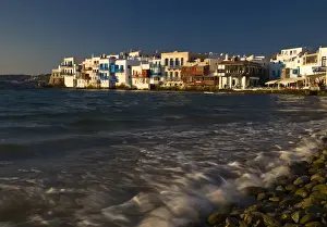 Images Dated 9th September 2007: Greece and Greek Island of Mykonos and the harbor town of Hora along the shoreline