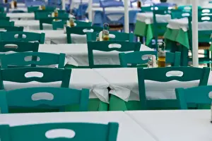 Residential Housing Prints: GREECE-Ionian Islands-KEFALONIA-Fiskardo: Cafe Tables