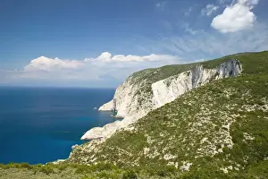 Ionian Islands Prints: GREECE-Ionian Islands-ZAKYNTHOS-SHIPWRECK BEACH: Shipwreck (Navagio) Beach- Cliffs