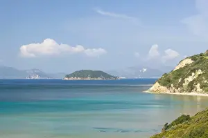 Ionian Islands Prints: GREECE-Ionian Islands-ZAKYNTHOS-VASILIKOS PENINSULA: Coastal View of GERAKAS BEACH