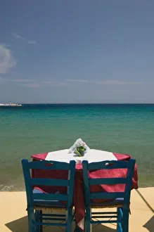 Turquoise Prints: GREECE, Northeastern Aegean Islands, SAMOS, Kokkari: Waterfront Cafe Table