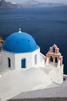 Rights Managed Prints: Greece, Santorini, Blue Dome and Bell Tower