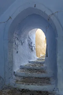 Passage Prints: Greece, Santorini, Pyrgos. Building passageway