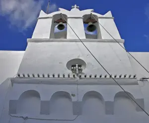 Greece, Sifnos, Apollonia. Bell tower of a nineteenth century traditional Greek Orthodox church