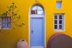 Santorini Prints: Greece, Thira. Colorful house exterior