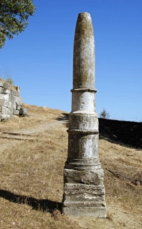Greek Art. Albania, Pillar dedicated to the god Apollo. Ruins of Apollonia. Fier Greek Art. Albania, Pillar dedicated to the god Apollo. Ruins of Apollonia. Fier