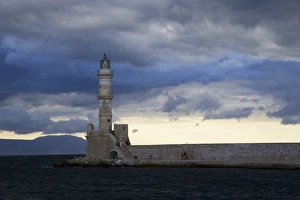 Greek Island of Crete and old town of Chania with Venetian Lighthouse along the Greek Island of Crete and old town of Chania with Venetian Lighthouse along the