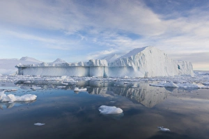 Greenland Collection: Greenland, Disko Bay, Ilulissat, floating ice at sunset
