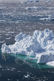 Greenland Collection: Greenland, Disko Bay, Ilulissat, elevated view of floating ice