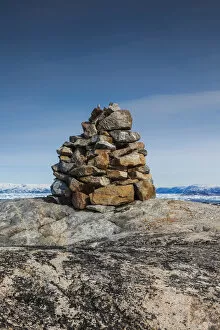 Greenland Collection: Greenland, Disko Bay, Ilulissat, rock cairn