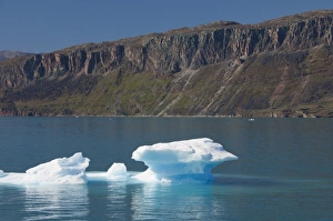 Greenland, Eriks Fjord (aka Eriksfjord). Iceberg in scenic Greenlandic fjord between Qaqortoq