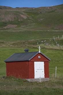 Images Dated 13th September 2010: Greenland, Eriks Fjord, Brattahlid. Tiny church building