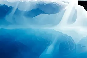 Images Dated 12th June 2010: Greenland, Ilulissat, Blue ice of backlit iceberg calved from Eqip Glacier into Disko