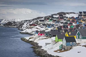 Greenland Gallery: Greenland, Nuuk, city skyline with Sermitsiaq Mountain