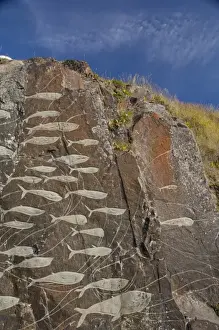 Images Dated 14th September 2010: Greenland, Qaqortoq. South Greenlands largest town. Rock art part of cultural