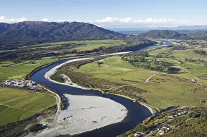 Images Dated 9th July 2007: Grey River near Greymouth, West Coast, South Island, New Zealand - aerial