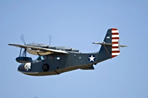 Air Plane Prints: Grumman G 21 Goose Flying at Ea Air Show at Oshkosh, Wisconsin
