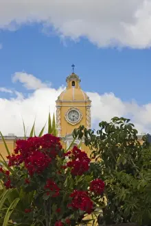 Mesoamerica Prints: Guatemala, Antigua. Clock tower of the Arco de Santa Catarina