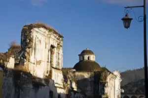 Mesoamerica Prints: Guatemala, Antigua. The facade of church ruins in the town of Antigua